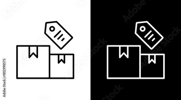 Obraz Product Label Outline White Icon Set Design