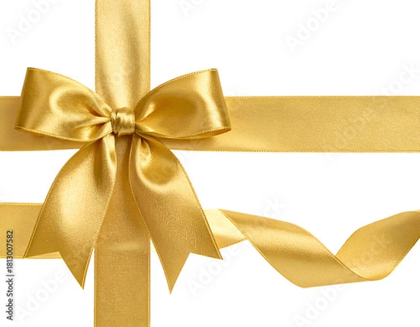Fototapeta Elegant golden ribbon bow on black background