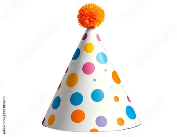 Fototapeta Festive cone hat with colorful polka dots