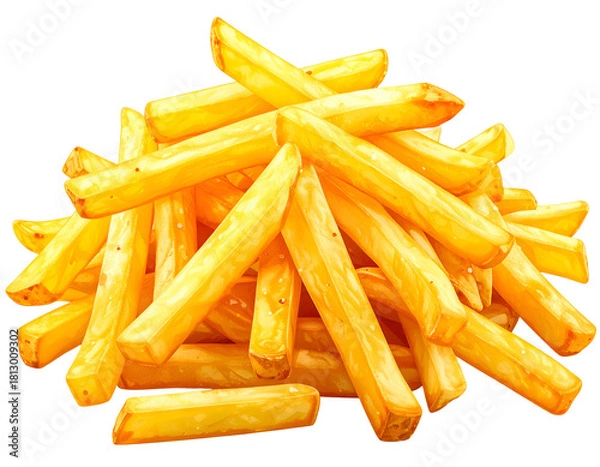 Fototapeta Golden crispy potato sticks piled high