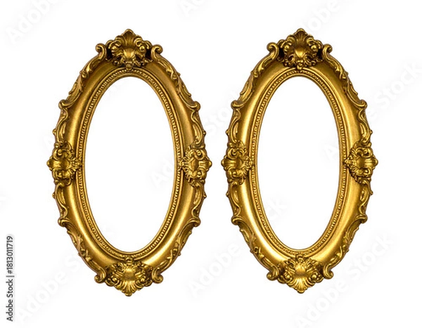 Fototapeta Ornate gold oval frames with intricate carvings