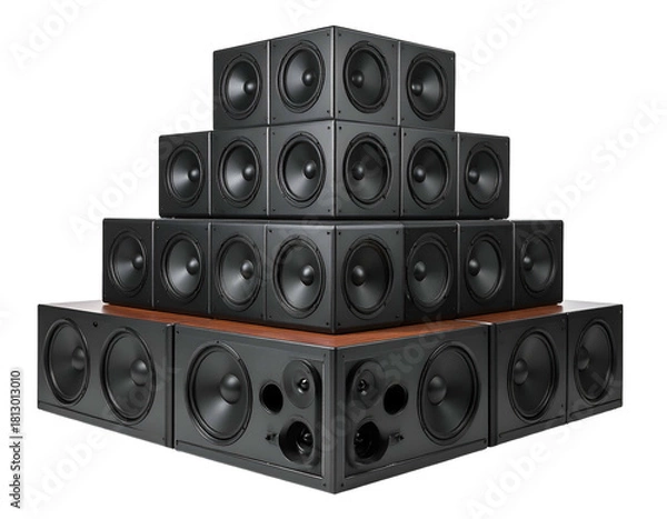 Fototapeta Stacked audio enclosures with large drivers