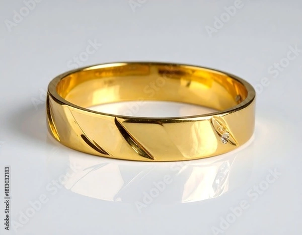 Obraz Gleaming, golden band with diagonal design and tiny diamonds, reflecting off a white surface