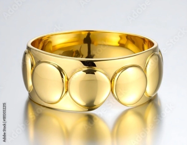 Obraz Gleaming golden bangle with a series of rounded, raised decorative elements, set against a studio background
