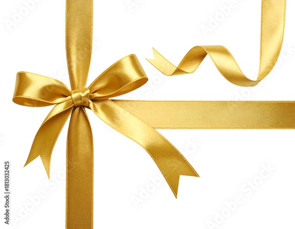 Fototapeta Luxurious golden ribbon tied in a festive bow