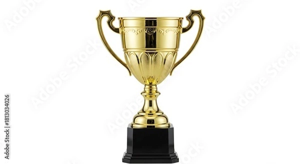 Obraz Gleaming golden trophy on white, representing achievement, success, reward, or celebration