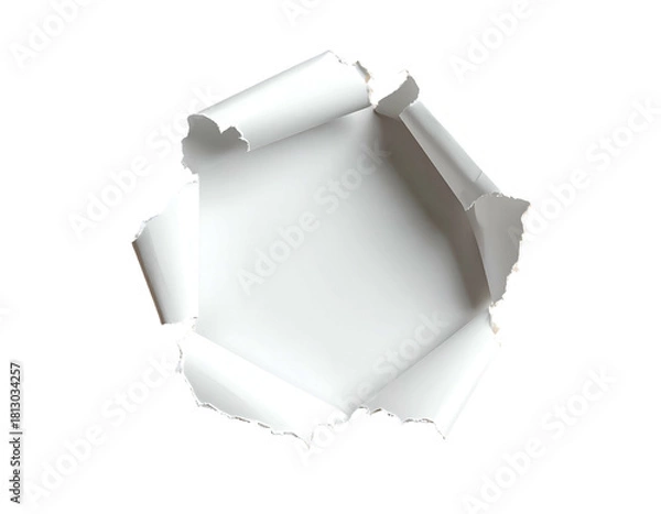 Fototapeta Torn paper revealing a white void
