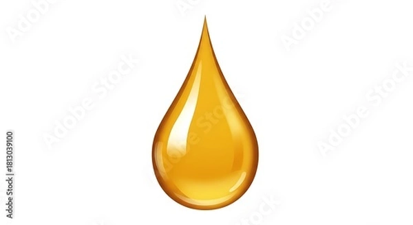 Obraz Glossy, amber-toned liquid droplet isolated on a clean white background