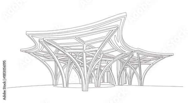 Fototapeta Modern architectural marvel with unique organic structure and flowing lines