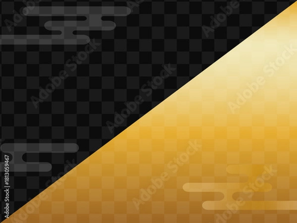 Obraz 和風背景　市松模様の金の光沢があるイラスト 金・黒