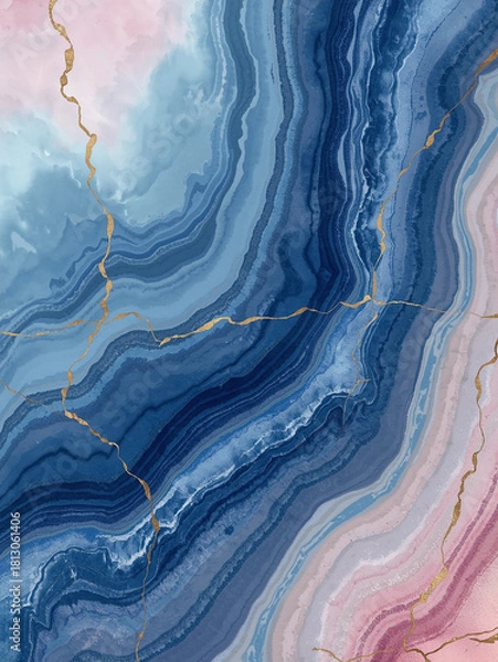 Obraz blue pink marble background 6
