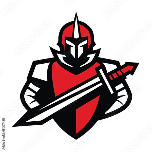 Obraz knight with sword and shield vector
