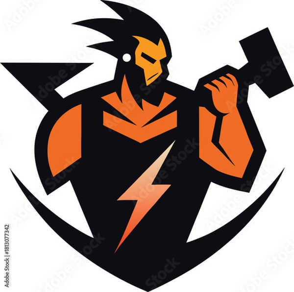 Obraz man holding a fire extinguisher