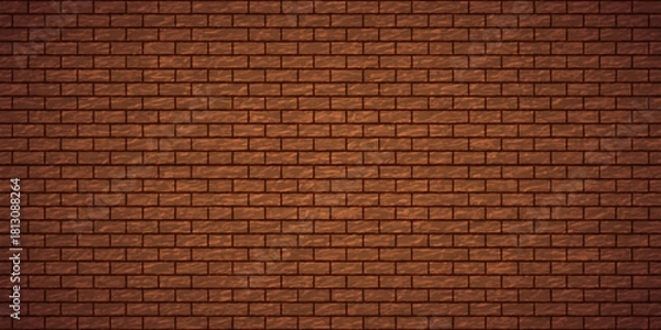 Obraz Realistic Brown Brick Wall Texture Background Vector Illustration