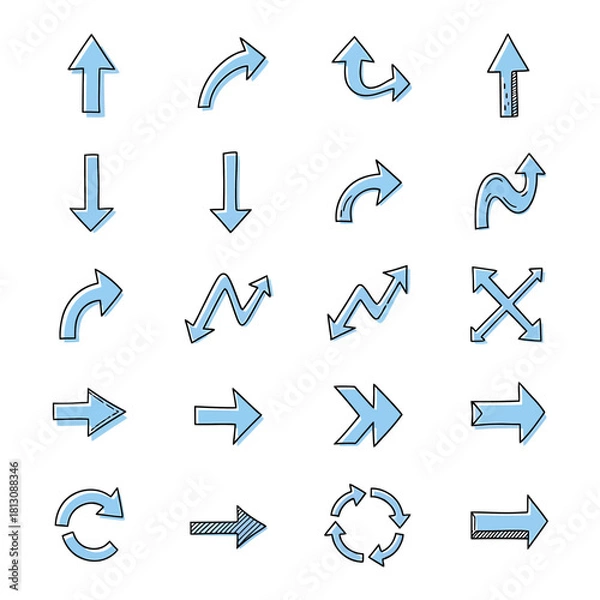 Fototapeta Collection of Stylized Arrow Vector Illustrations for Website or App Designs