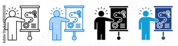 Obraz Strategy icon set multiple style collection