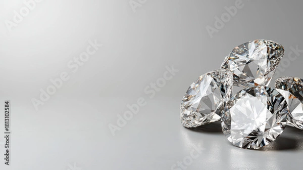 Fototapeta Brilliant diamond on reflective surface sparkling luxury gem cluster evoking elegance