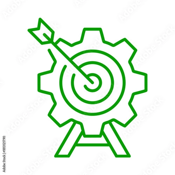 Obraz Target icon set on transparent background. Business purpose green line icon set. Flat business goals symbol illustration