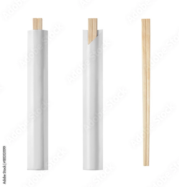 Fototapeta Disposable Chopsticks on Isolated White Background