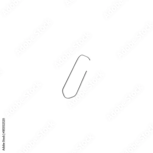 Fototapeta Shiny Silver Angular Paperclip, Digital Collage, Isolated PNG – Luxury Stationery