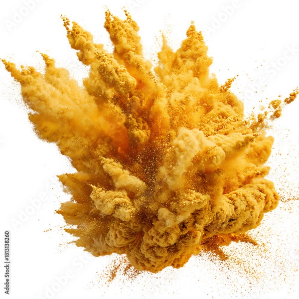Obraz Dramatic Yellow Powder Explosion Against Creating Abstract Shapes and Dynamic Texture Ideal for Creative Visuals