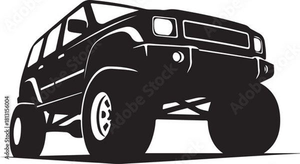 Fototapeta Off-Road SUV Illustration in Black and White
4x4 Truck Vector Art with Big Tires
Rugged Off-Road Vehicle Graphic Design