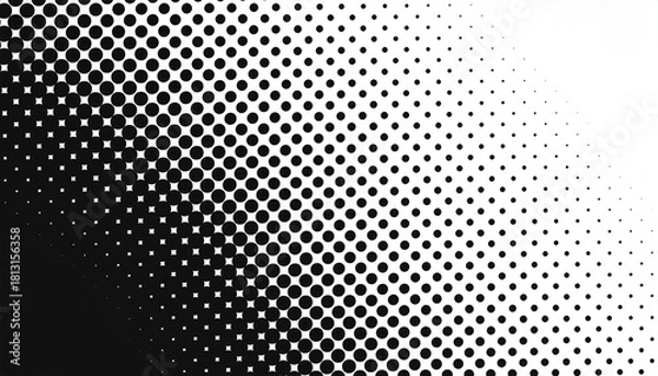 Obraz Abstract Halftone Pattern Gradient: Black Circles on White Background