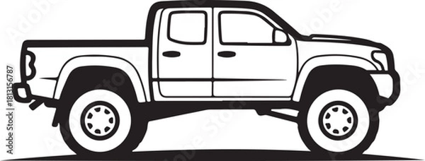 Obraz Off-Road SUV Illustration in Black and White
4x4 Truck Vector Art with Big Tires
Rugged Off-Road Vehicle Graphic Design
