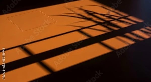 Fototapeta Warm Orange Geometric Surface Bathed in Sunlight with Dynamic Shadows