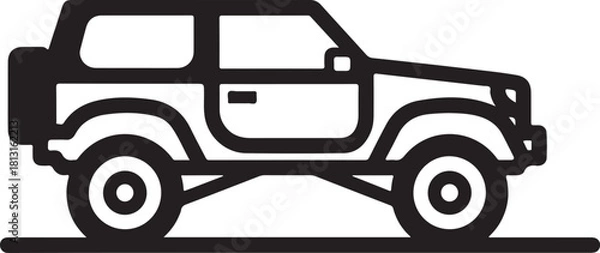 Fototapeta Off-Road SUV Illustration in Black and White
4x4 Truck Vector Art with Big Tires
Rugged Off-Road Vehicle Graphic Design
