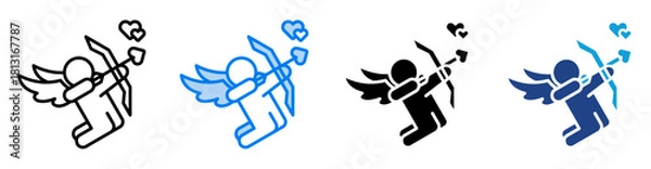Obraz Cupid icon set multiple style collection