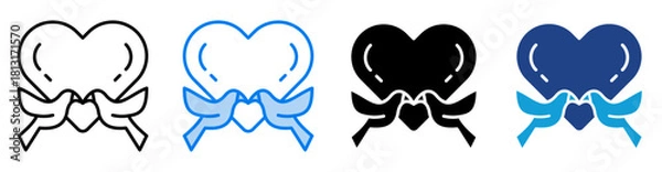 Obraz Doves icon set multiple style collection