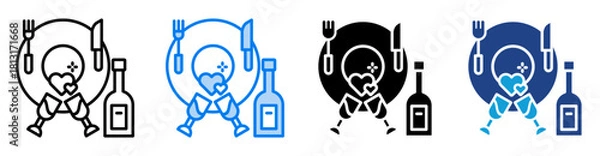 Obraz Romantic Dinner icon set multiple style collection