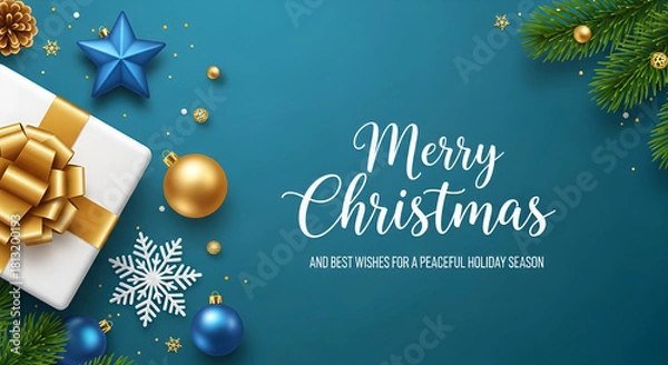 Fototapeta Christmas background, banner, frame, header, background or greeting card design. Vector Illustration
