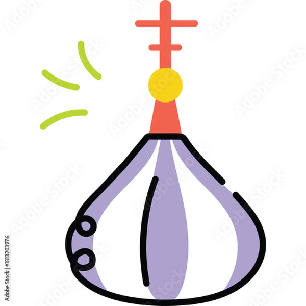 Obraz Stylized purple and pink punching bag with yellow and orange accents and green radiating lines against a transparent background