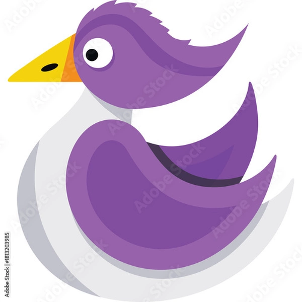 Obraz Stylized Purple Bird Icon With Yellow Beak And White Body On Transparent Background