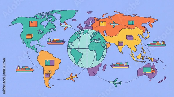 Obraz Global Logistics Network - Supply Chain Efficiency