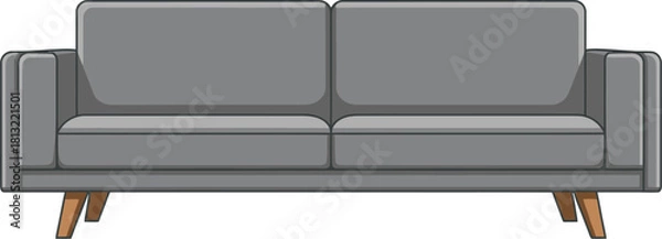 Obraz Modern gray couch with clean lines against a vibrant turquoise backdrop