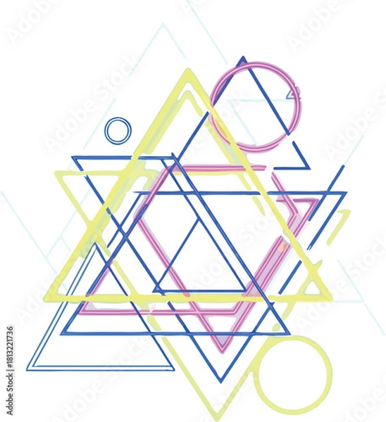 Obraz Modern abstract background with vibrant geometric shapes and neon glow effect