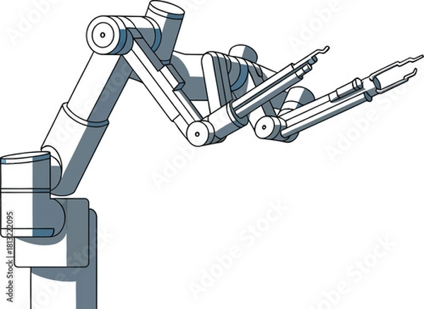 Obraz Surgical robot arm ready for precise procedures in sterile medical field
