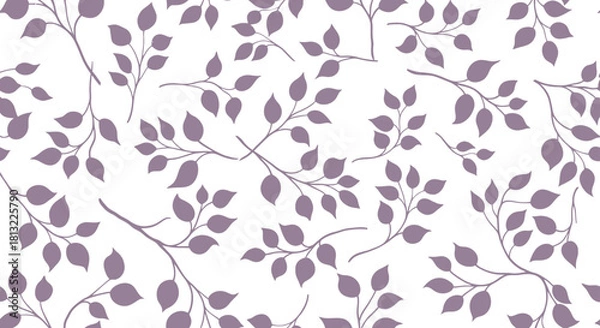 Fototapeta a tranquil seamless pattern with soft purple leaves and delicate branches on white perfect for modern botanical decor.