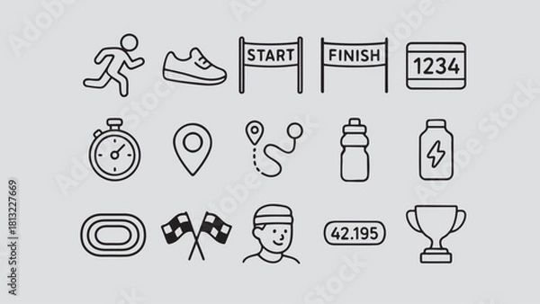 Fototapeta marathon icon set