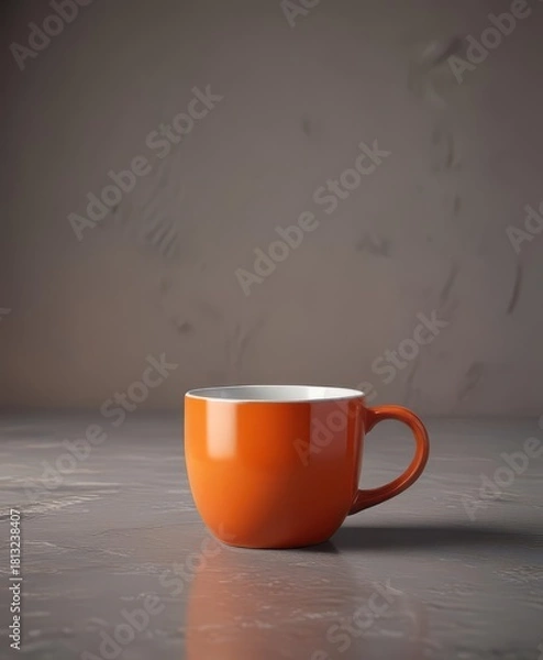 Fototapeta Ceramic coffee mug alone in a vast empty space, space,  mug