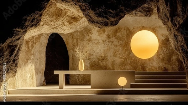 Fototapeta Modern Minimalist Interior with Elegant Shapes and Soft Lighting