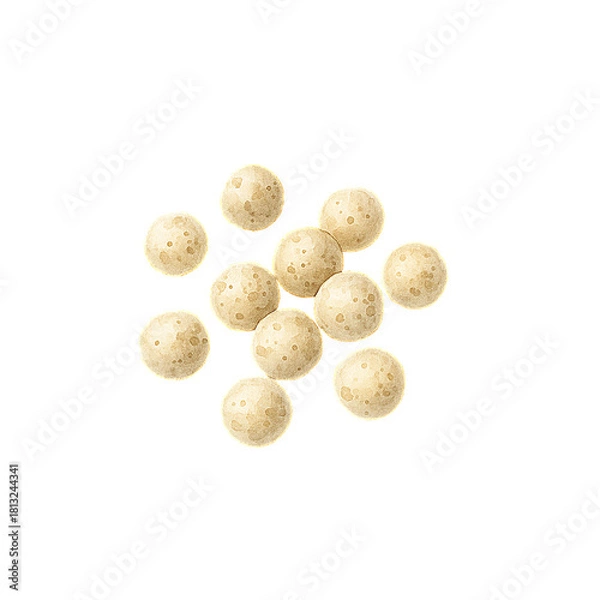 Obraz Watercolor White Peppercorn Cluster on White Background