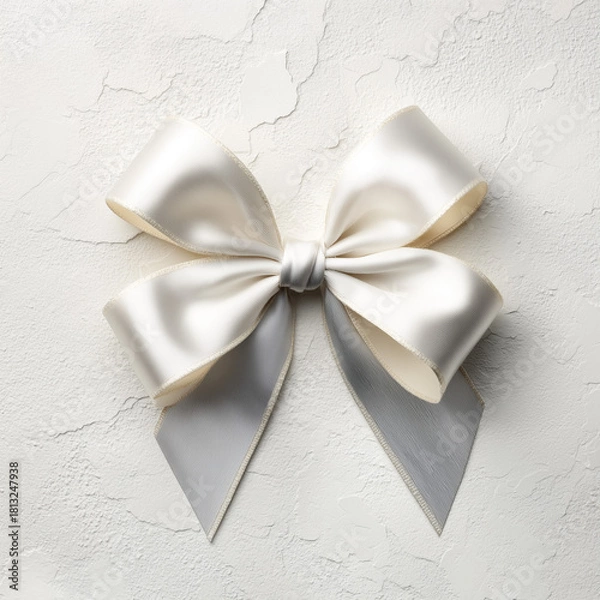Obraz Elegant White Satin Bow on Textured Background
