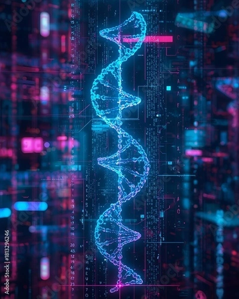 Obraz dna helix on black background