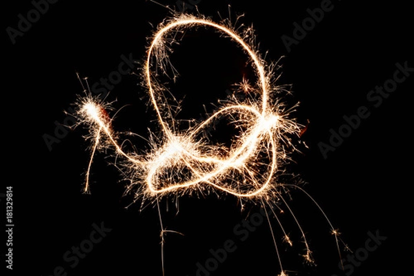 Fototapeta Light Painted Shapes With Sparkler At Night