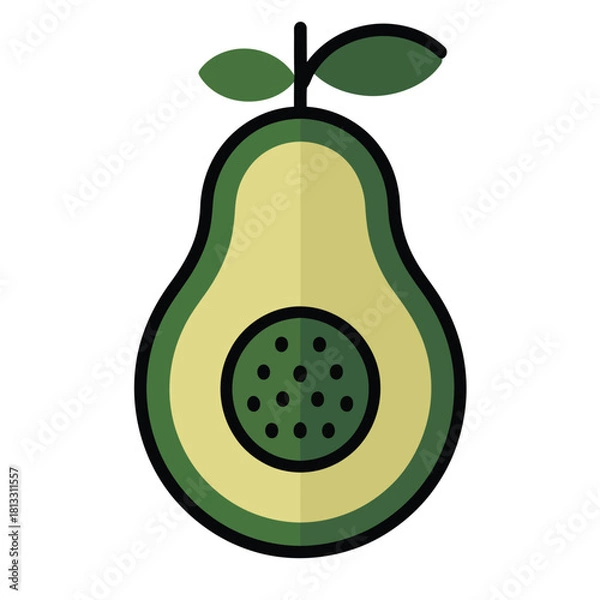 Fototapeta A Delicious Avocado Slice Illustration with Dark Green Skin and Seed Area Displaying Freshness and Health Benefits of this Superfood