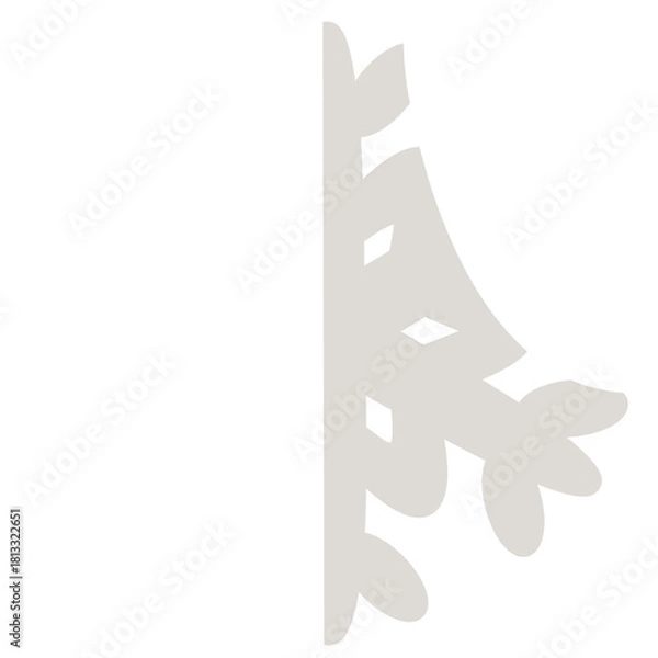 Obraz Two-Tone Paper Cut Effect Snowflake with Shadow, White and Grey